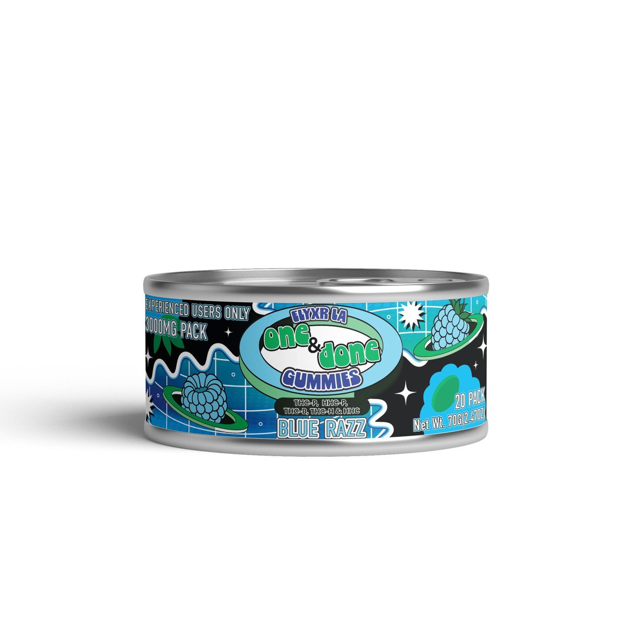 service-06 Elyxr THC P HHC P THC B THC H One Done Gummies Blue Razz 08172